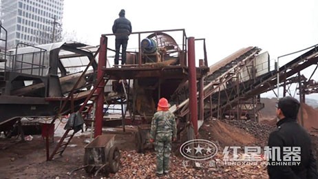 高清湖南工地建筑垃圾移動式破碎站現場視頻